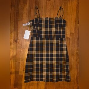 Wilfred Black and Tan Plaid Mini Dress New With Tags